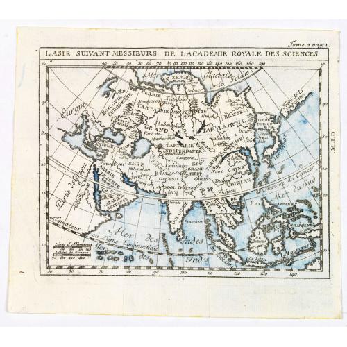 Old map image download for L'Asie suivant Messieurs de Lacademie Royale des Sciences.