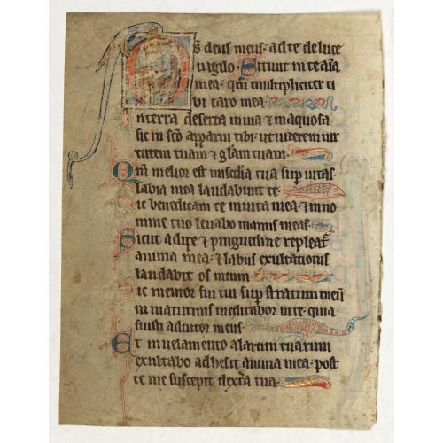 Old map image download for Illuminated leaf from a lithurgical Psalter.