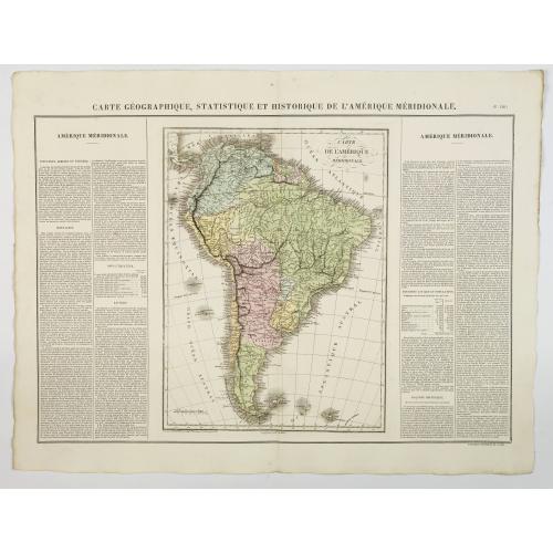 Old map image download for Carte Geographique, Statistique et Historique de l'Amerique Meridionale.