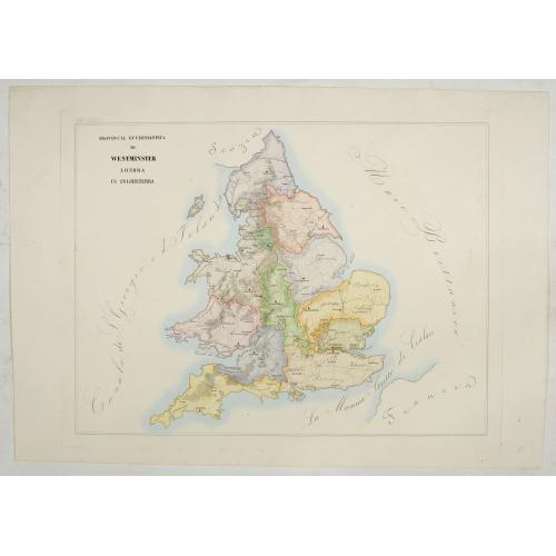 Old map image download for Provincia ecclesiastica di Westminster Londra in Inghilterra (Tav LXXXIV)