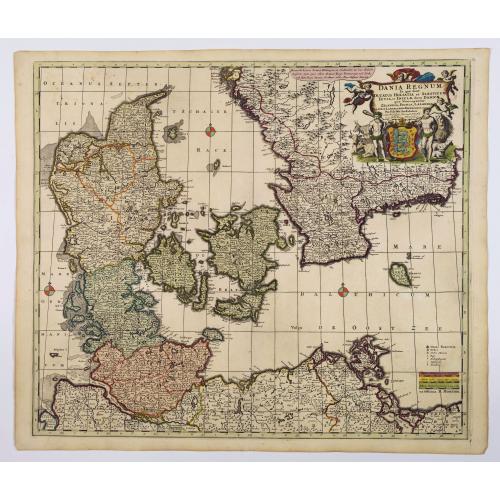Old map image download for Dania Regnum In quo sunt Ducatus Holsatia et Slesvicum Iutia, et Insule, dictae Danicae. . .