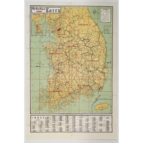 Old map image download for The Road Map of Southern Korea.