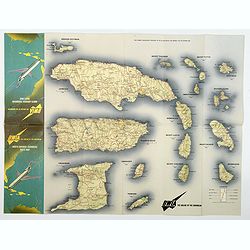 BWIA. North America - Caribbean Route Map.