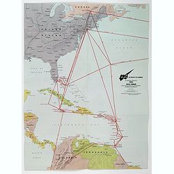 BWIA. North America - Caribbean Route Map.