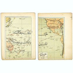 [Set of two maps of the Pacific Ocean with transportation lines, with Ottoman script]