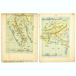 [Set of two maps showing world in Mercator projection, with Ottoman script]