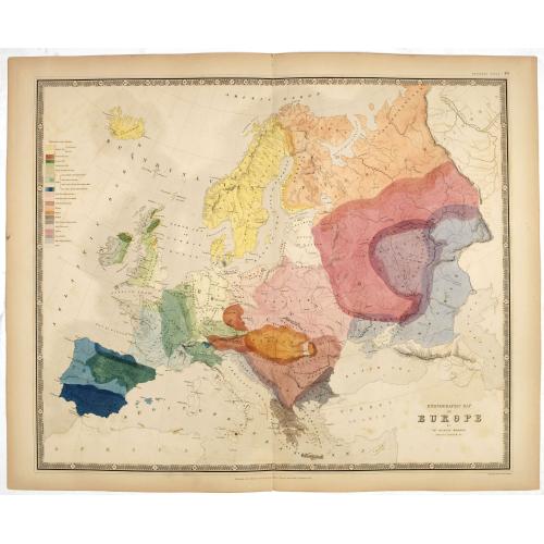 Old map image download for Ethnographic map of Europe by dr. Gustaf Kombst.