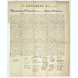 In congress, July 4, 1776. The unanimous declaration of the thirteen united Styates of America.