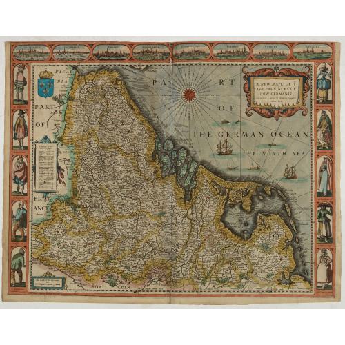 Old map image download for A new mape of Ye XVII Provinces of Low Germanie.