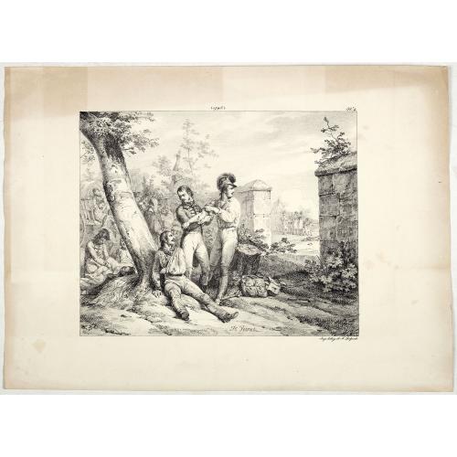 Old map image download for 1795 (Lithography showing a group of wounded Napoleonic solders)