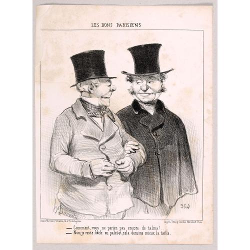 Old map image download for Ces Bons Parisiens - Comment, vous ne portez pas encore de talma? . . . - Non, je reste fidèle au paletot, cela dessine mieux la taille. (364)