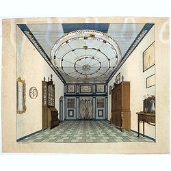 (TWO PRINTS of Eise Eisinga Planetarium in Franeker ) Schynbare beweging der zon en vaste sterren)