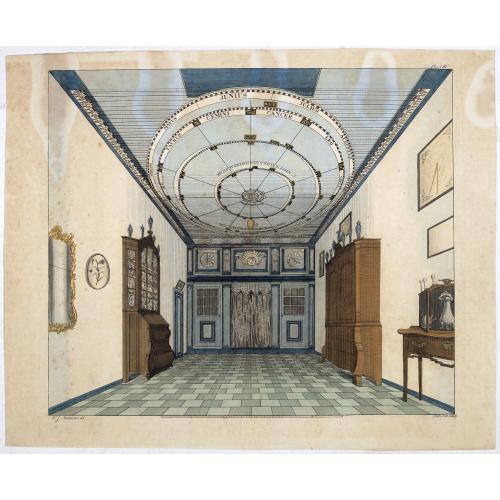 (TWO PRINTS of Eise Eisinga Planetarium in Franeker ) Schynbare beweging der zon en vaste sterren