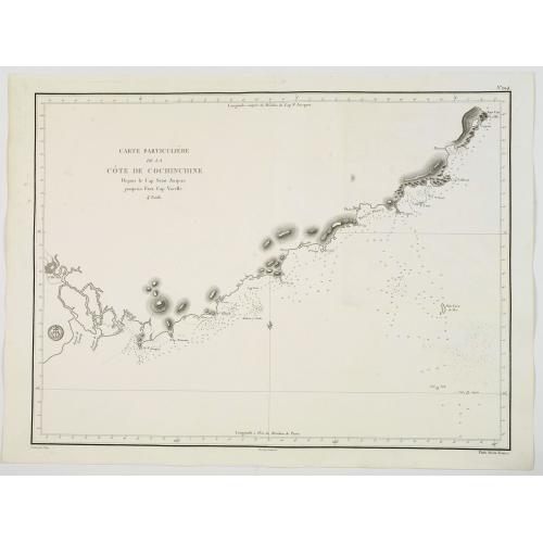 Old map image download for Carte Particuliere de la Cote de Cochinchine Depuis le cap Saint Jacques jusqu'au Faux Cap Varelle.
