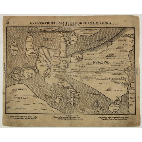 Old map image download for Europa Prima Pars Terrae Forma Virginis.