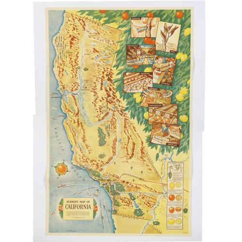 Old map image download for Sunkist Map of California.