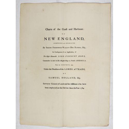Old map image download for [ Text / title page Charts of the coasts and harbours of New England . . .]