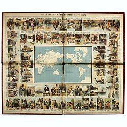 Image download for Jules Verne Le Tour du Monde en 80 jours. [Goose game board inspired by Jules Verne's novel Tour du Monde en 80 jours.]