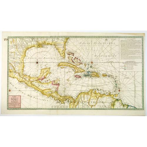 Old map image download for Carte du Golphe du Mexique et des Isles Antilles reduite de la grande Carte Anglois de Popple.