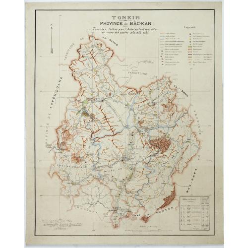 Old map image download for Tonkin Province de Bac-Kan Tournées faites par l'administrateur Blu au cours des années 1921-1922-1923.