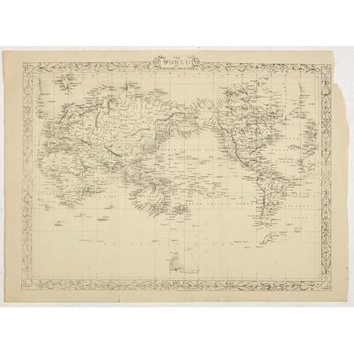 Old map image download for The World on Mercator's projection.