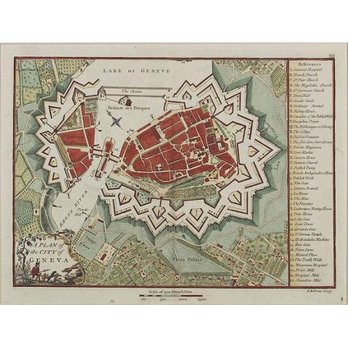 Old map image download for A plan of the city of Geneva.