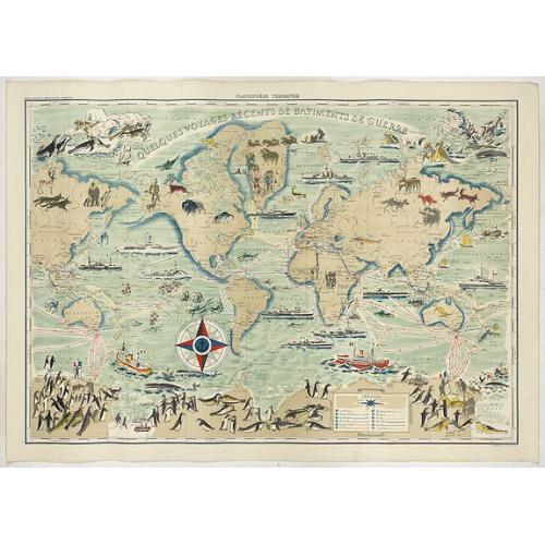 Old map image download for Planisphéres terrestes. Quelques voyages récents de batiments de guerre.