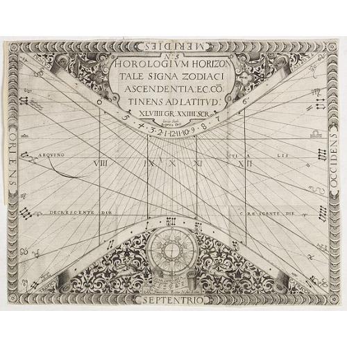 Old map image download for N°5. Horologium Horizontale signa zodiaci ascendentia : ec.cotinens ad latitud XLVIIII : GR: XXIIII: SCR ee.