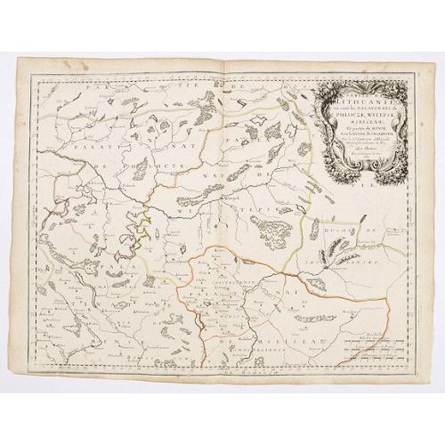 Old map image download for Partie de Lithuanie où sont les palatinats de Poloczk, Witepsk, Mseislaw, et partie de Minsk avec le duché de Smolensko.