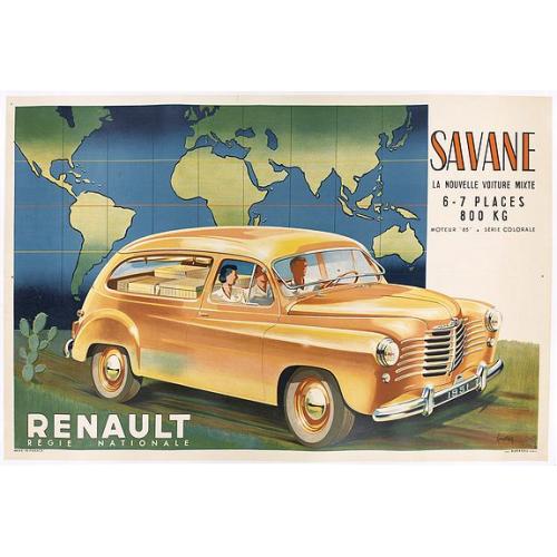 Old map image download for Renault Savane 1951 L. La nouvelle voiture mixte 6 / 7 places 800 kg moteur