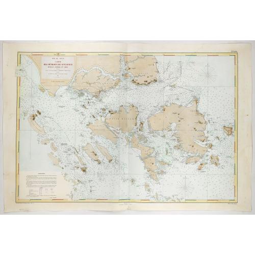 Old map image download for Carte Des Detroits De Singapour Durian, Jombol et Rhio Dressee d'apres les travaux Anglais et Hollandais les plus recents . . . 1866