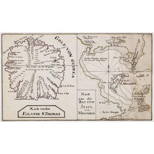 Old map image download for Karte von dem Eilande S.Thomas [together with] Karte von der Bay und Insel von Mozambik. [Manuscrip!]