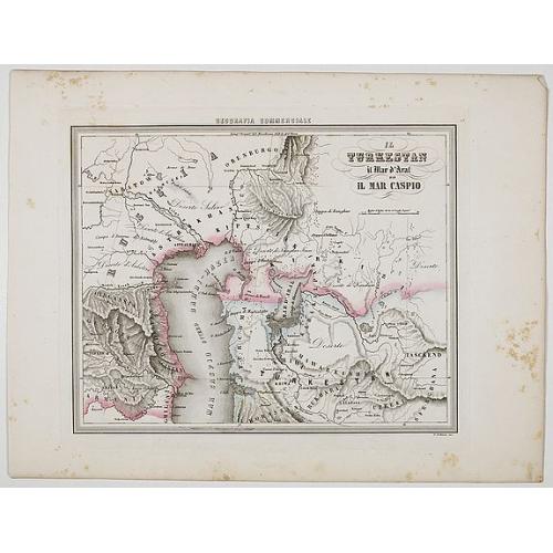 Old map image download for Il Turkestan il Mar d'Aral ed il Mar Caspio.