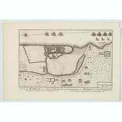 Plan de Madraz et du Fort St. Georges. Pris par les Francois le 21 Septembre 1746 / Grondtekening van Madras en't Fort St. Georges, door de Fransen ingenoomen den 21 September 1746.