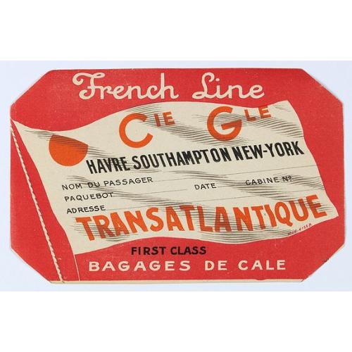 Old map image download for French Line First Class Bagages de Cale.