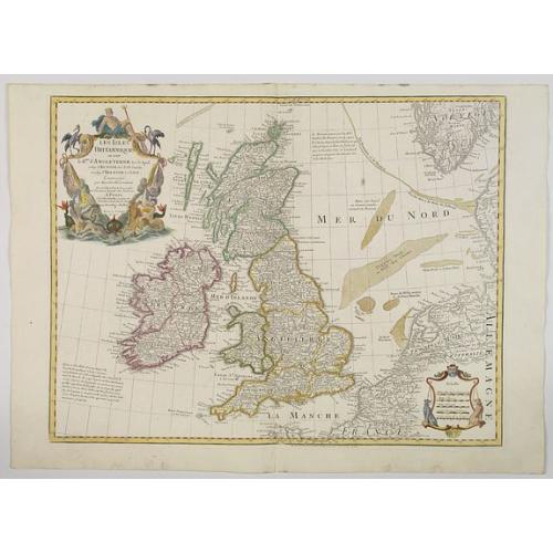 Old map image download for Les Isles Britanniques ou sont le Rme. D'Angleterre . . . Par G. De L'Isle. . . A Paris Chez Dezauche. . .