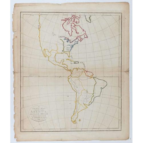 Old map image download for A plain map of America, according to the method of the Abbe Gaultier by Mr. Wauthier, his pupil. 1797.