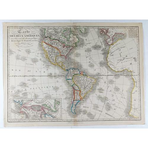 Old map image download for Carte des deux Amériques avec leurs nouvelles divisions politiques dressée d'apres les décovertes récentes. . .