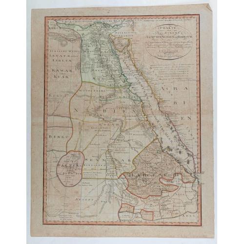 Old map image download for Charte vom Nil Strome, Ägypten, Nubien und Habesch oder den nord-östlichen Theil von Africa begreifend Nach astronomischen Beobachtungen, ältern und neuern Reisen und andern Nachrichten entworfen von F. L. Güssefeld