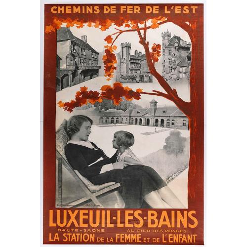 Old map image download for Chemin de fer de l'est - Luxeuil les Bains vers 1920.