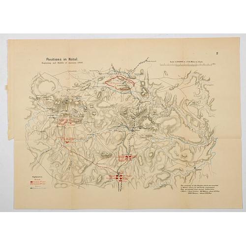 Old map image download for Positions in Natal. Beginning and Middle of January, 1900.