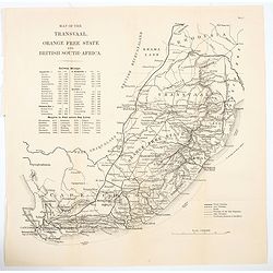 Map of the Transvaal, Orange Free State and British South-Africa.