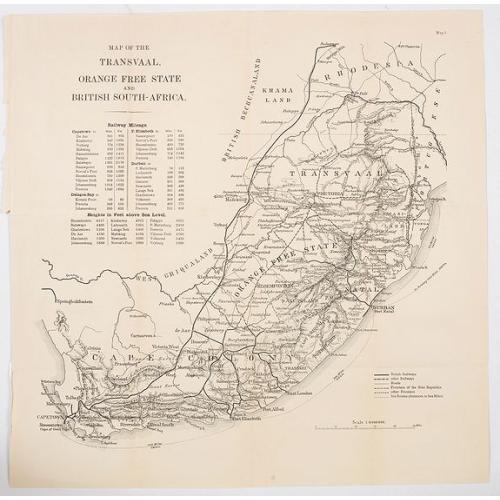 Old map image download for Map of the Transvaal, Orange Free State and British South-Africa.