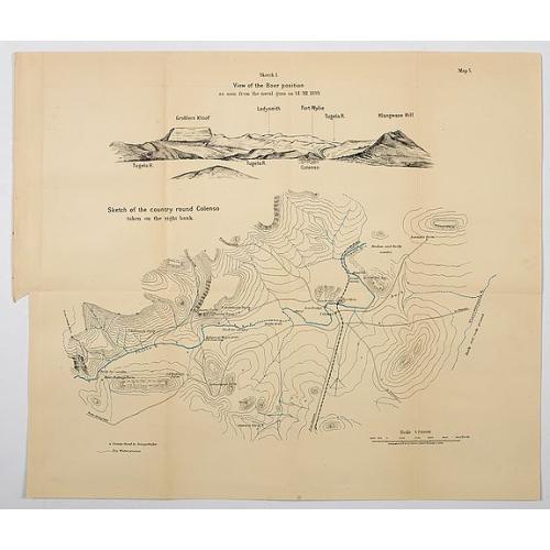 Old map image download for [Sketch 1] View of the Boer position as seen from the naval guns on 14th Dec 1899 / Sketch of the country round Colenso taken on the right bank.