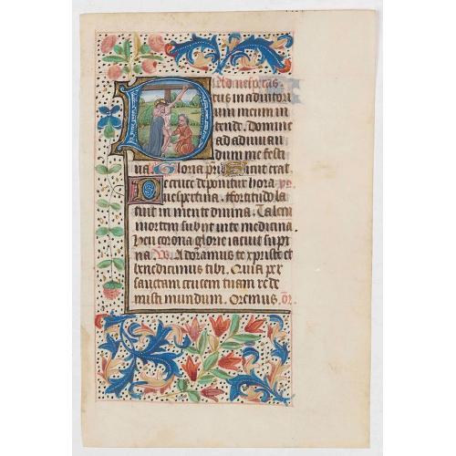Leaf from a Flemish Book of Hours on vellum.