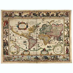 [ Exceptionally Rare First State! ]  Nova totius terrarum orbis geographica ac hydrographica tabula. (Gul. Jansonius 1606)