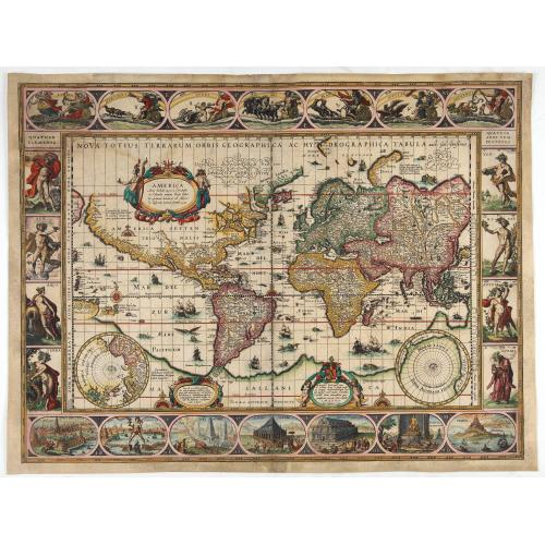 Old map image download for [ Exceptionally Rare First State! ]  Nova totius terrarum orbis geographica ac hydrographica tabula. (Gul. Jansonius 1606)