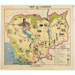 Royaume du Cambodge, carte touristique.