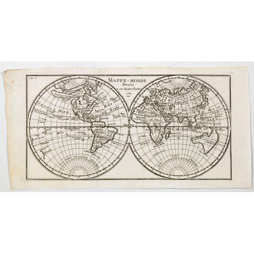 Old map image download for Mappe-Monde Divisee en ses Quatre Parties 1769.