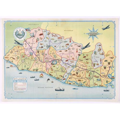 Old map image download for Mapa pictorico de la Republica de El Salvador.